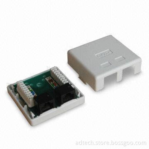 Keystone Jack Box CAT5e, 2-port with UTP CAT5e PCB Module